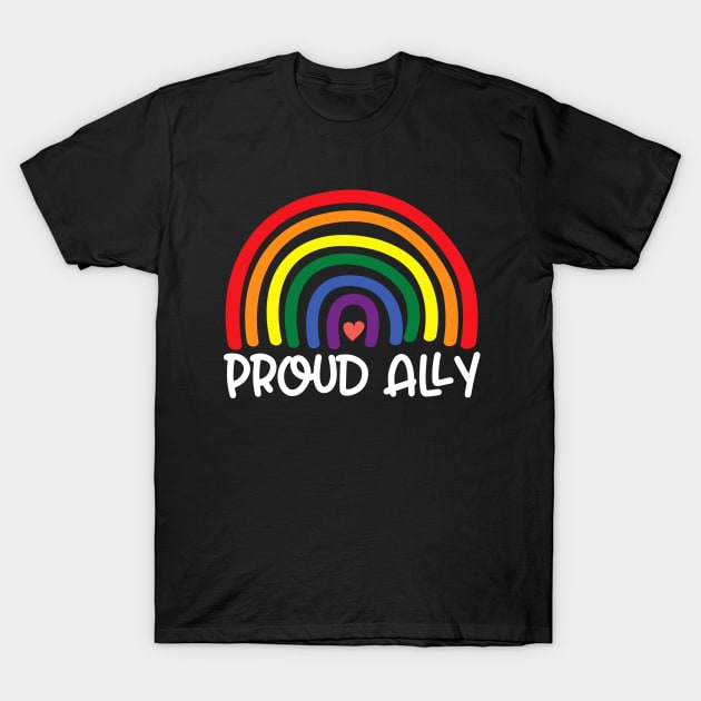 Proud Ally Pride Shirt Gay LGBT Day Month Parade Rainbow T-Shirt by mittievance